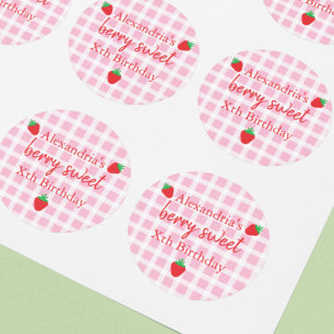 Sticker Rond Joyeux Anniversaire aux Fruits Rouges