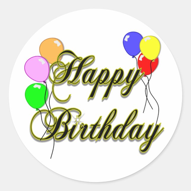 Sticker Rond Joyeux anniversaire avec ballons 2 (Devant)