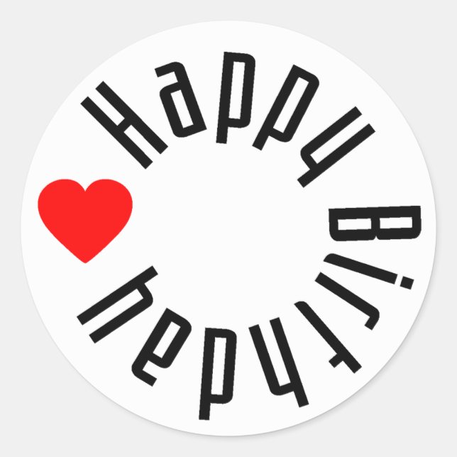 Sticker Rond Joyeux anniversaire avec coeur (Devant)