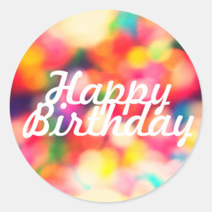 Sticker Rond Joyeux anniversaire avec des arômes flous BG