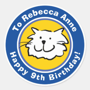 Sticker Rond Joyeux anniversaire avec nom et âge 9