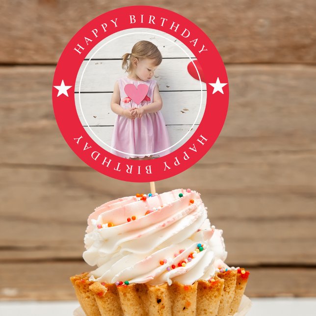 Sticker Rond Joyeux Anniversaire Avec Photo (Créateur téléchargé)
