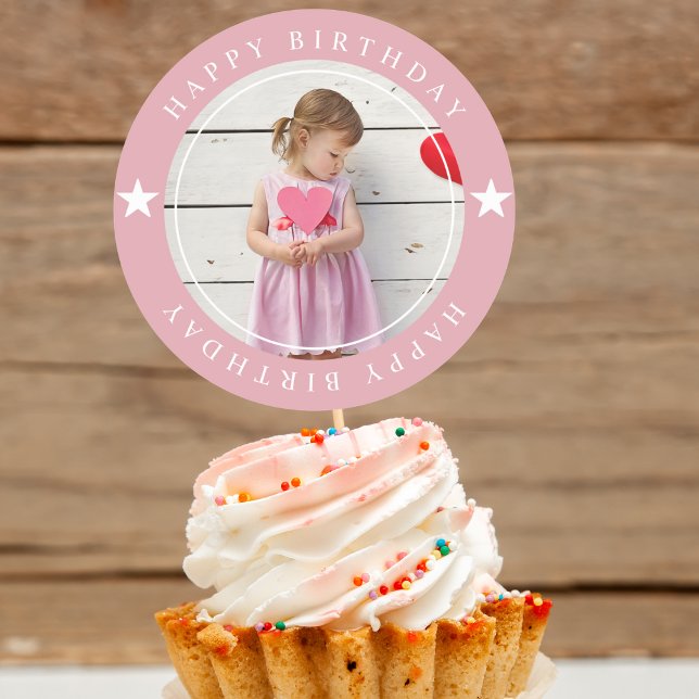 Sticker Rond Joyeux Anniversaire Avec Photo (Créateur téléchargé)