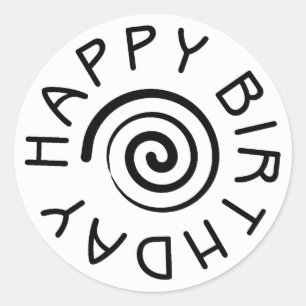 Sticker Rond Joyeux anniversaire avec spirale