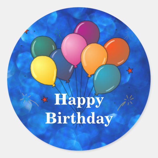 Sticker Rond Joyeux Anniversaire Ballons De Celebration Zazzle Fr