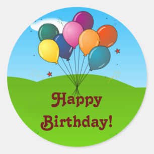 Sticker Rond Joyeux anniversaire ! Ballons de fête
