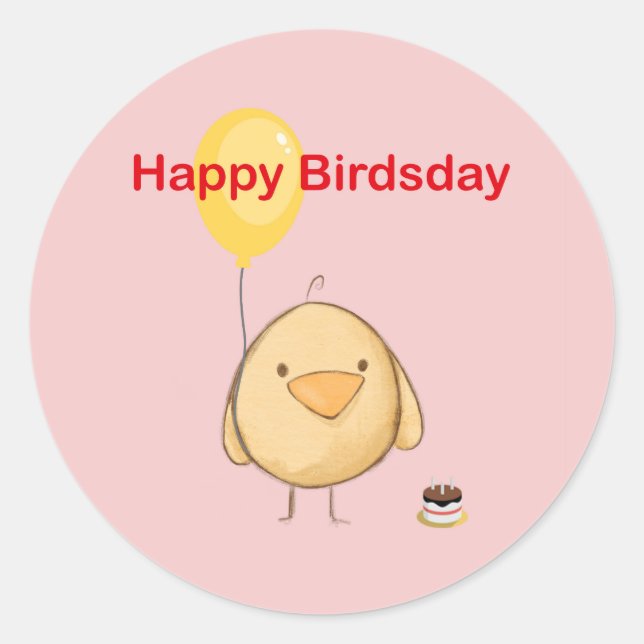 Sticker Rond Joyeux anniversaire Bird Bird thème anniversaire S (Devant)