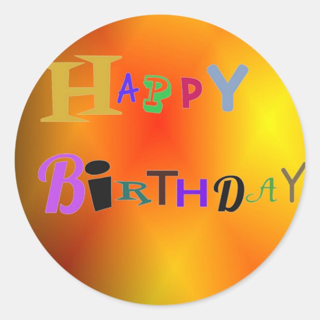 Sticker Rond Joyeux Anniversaire brillant Burnt Orange (Devant)