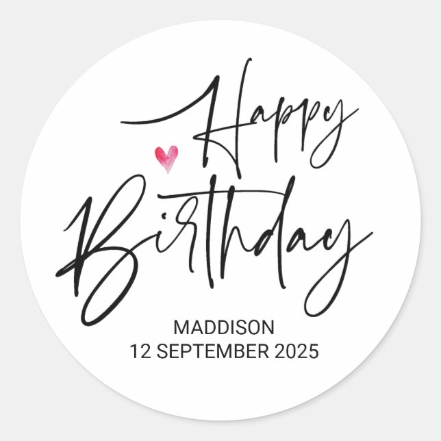 Sticker Rond Joyeux Anniversaire Cadeaux de Fête Mignons pour F (Devant)