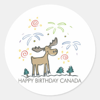 Sticker Rond Joyeux anniversaire Canada