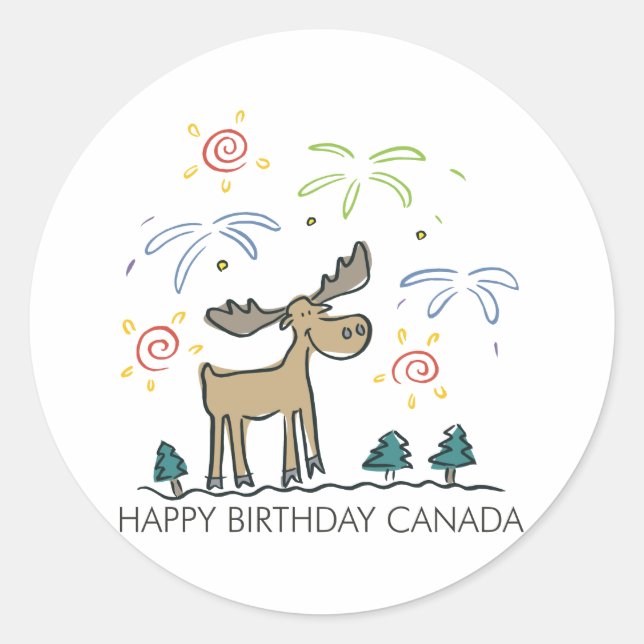 Sticker Rond Joyeux anniversaire Canada (Devant)