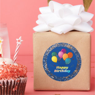 Sticker Rond Joyeux Anniversaire Célébration Classic Round Stic