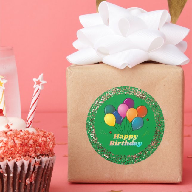 Sticker Rond Joyeux Anniversaire Célébration Classic Round Stic (Fête)