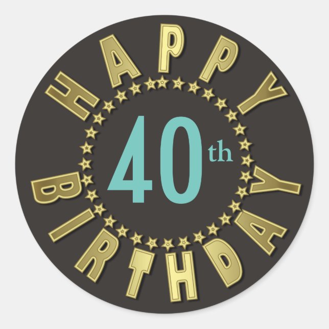 Sticker Rond Joyeux Anniversaire Cercle des étoiles Gold ID527 (Devant)