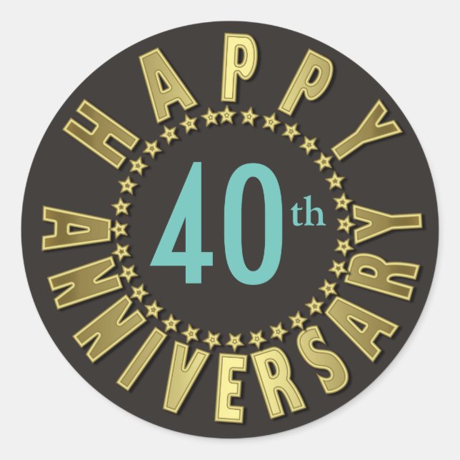 Sticker Rond Joyeux anniversaire Cercle of Stars Gold ID173 (Devant)