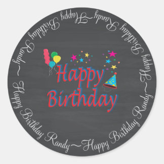 Sticker Rond Joyeux Anniversaire Chalkboard Fun Spectaculaire N