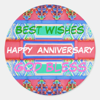 Sticker Rond Joyeux anniversaire - chinois Lucky Color Motif