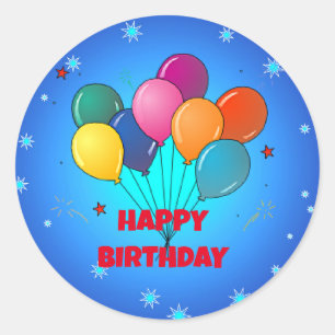 Sticker Rond Joyeux anniversaire ! Ciel étoilé,