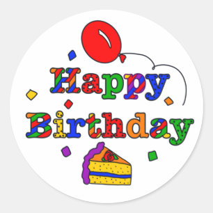 Sticker Rond Joyeux anniversaire coloré