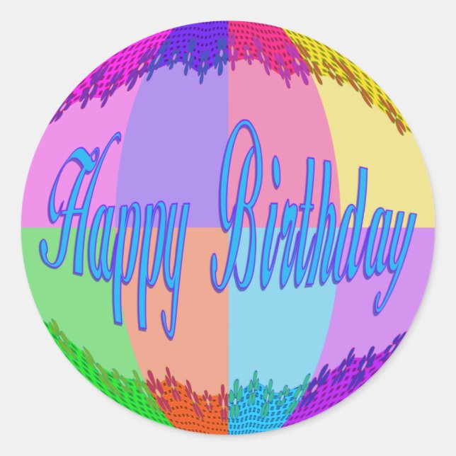 Sticker Rond Joyeux anniversaire coloré (Devant)