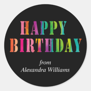 Sticker Rond Joyeux anniversaire coloré Personnalisé