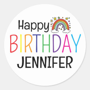 Sticker Rond Joyeux anniversaire coloré Rainbow Personnalisé