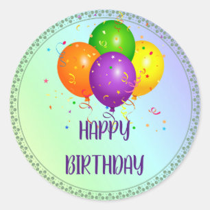 Sticker Rond Joyeux Anniversaire, conception populaire Rond Cl