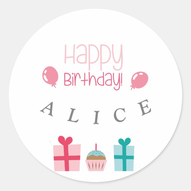 Sticker Rond Joyeux anniversaire customisé (Devant)