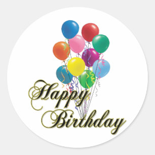 Sticker Rond Joyeux anniversaire - D4