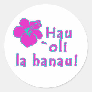 Sticker Rond Joyeux anniversaire dans le Hawaïen