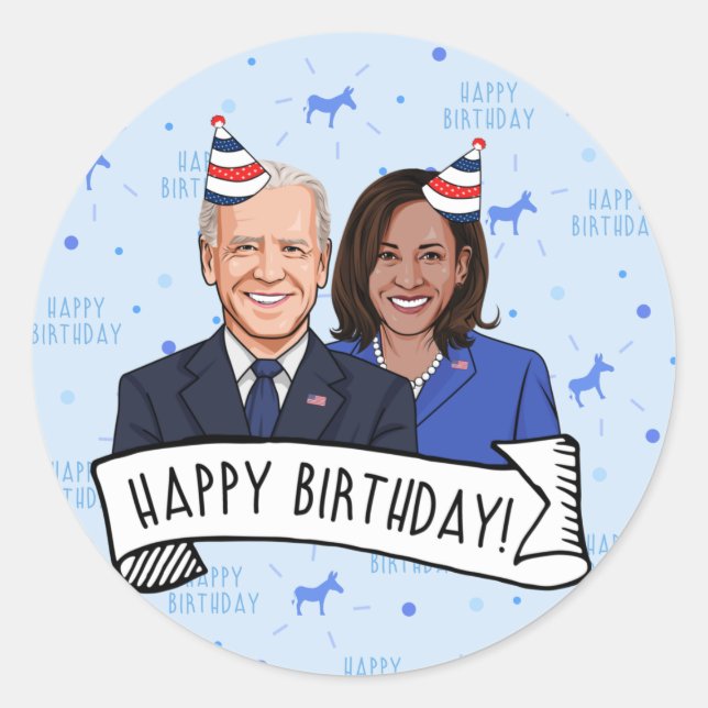 Sticker Rond Joyeux anniversaire de Joe et Kamala (Devant)