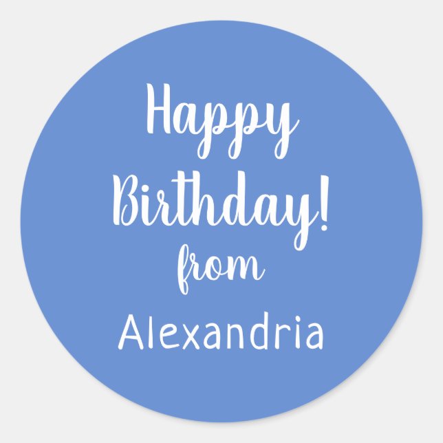 Sticker Rond Joyeux Anniversaire de la part de Name Pastel Bleu (Devant)