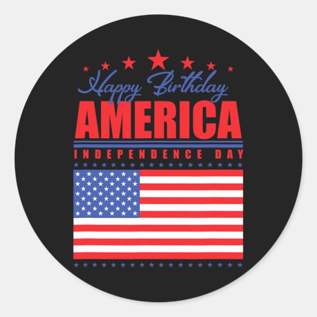 Sticker Rond Joyeux anniversaire de l'indépendance de l'Amériqu (Devant)