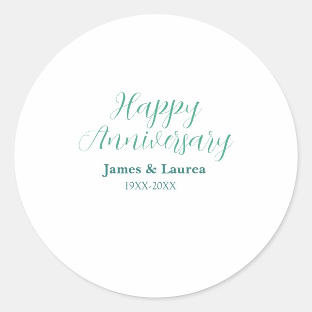 Sticker Rond Joyeux anniversaire de mariage nom date année simp (Devant)