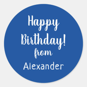 Sticker Rond Joyeux anniversaire de Nom Bleu Anniversaire