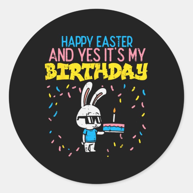 Sticker Rond Joyeux Anniversaire de Pâques Bunny Cake Anniversa (Devant)