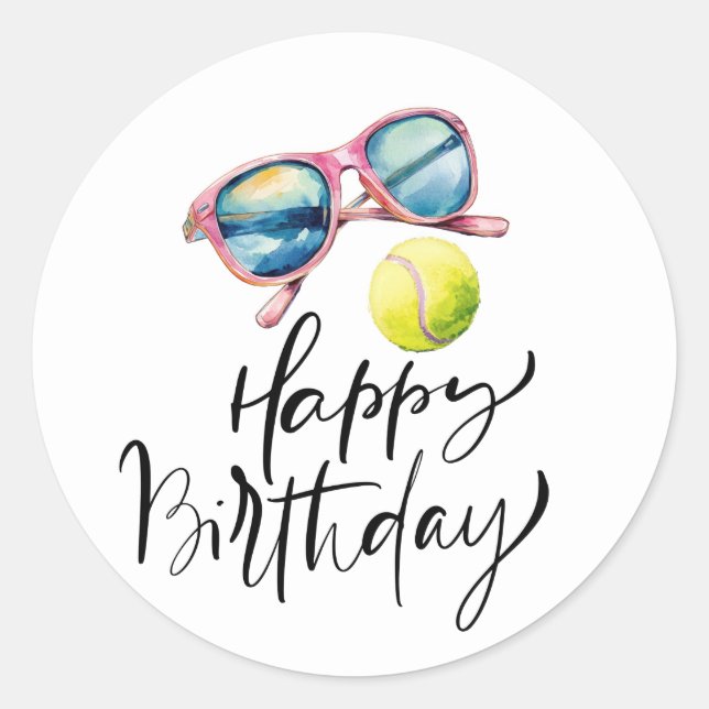 Sticker Rond Joyeux anniversaire de Tennis au joueur (Devant)