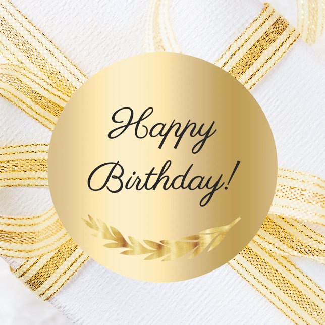 Sticker Rond Joyeux Anniversaire décoration en or (Créateur téléchargé)