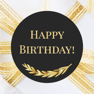 Sticker Rond Joyeux Anniversaire décoration noir or