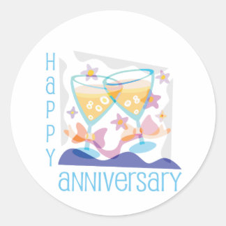 Sticker Rond "Joyeux anniversaire" Design champagne