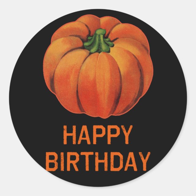 Sticker Rond Joyeux anniversaire d'Halloween avec Citrouille (Devant)