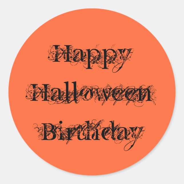 Sticker Rond Joyeux anniversaire d'Halloween, grunge texte oran (Devant)