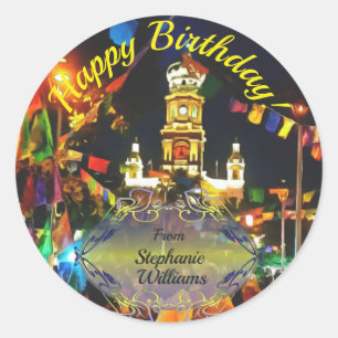 Sticker Rond Joyeux anniversaire Dia de Los Muertos PV-190130