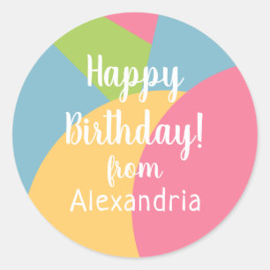 Sticker Rond Joyeux anniversaire du nom Anniversaire Colorful P