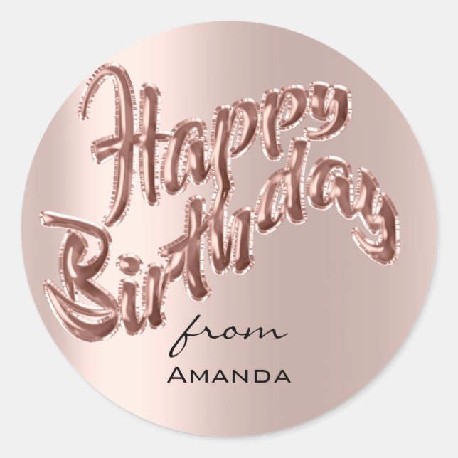 Sticker Rond Joyeux Anniversaire Du Nom Ballons Rose rose (Devant)