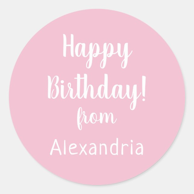 Sticker Rond Joyeux anniversaire du nom Pastel Pink Anniversair (Devant)