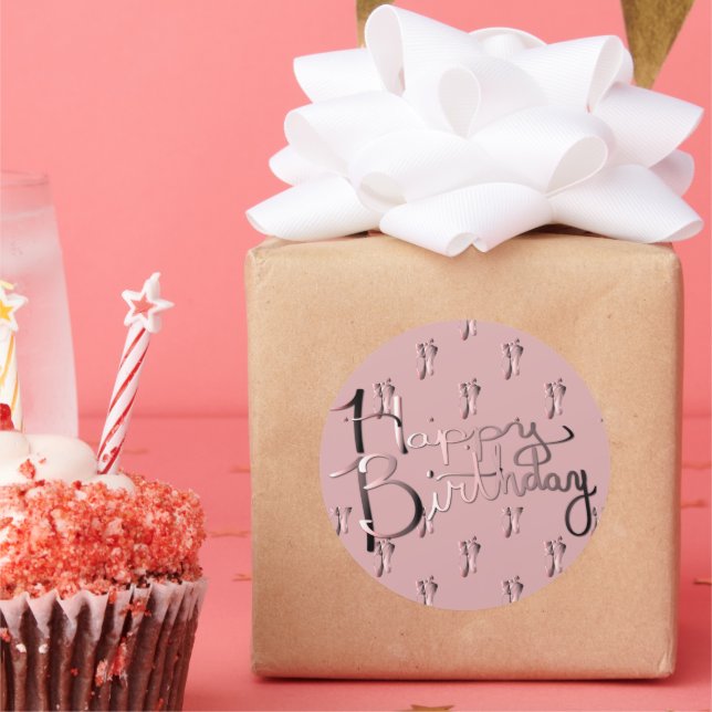 Sticker Rond "Joyeux anniversaire !" Écrite à la main avec chau (Fête)