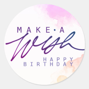 Sticker Rond Joyeux anniversaire en violet