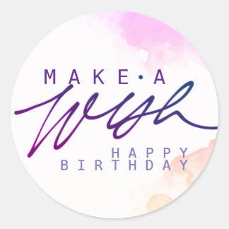 Sticker Rond Joyeux anniversaire en violet