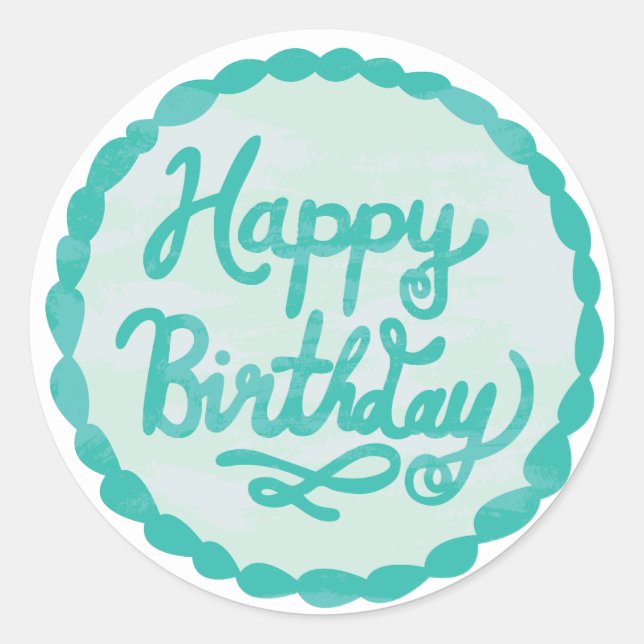 Sticker Rond Joyeux Anniversaire Encaissé à la main (Devant)